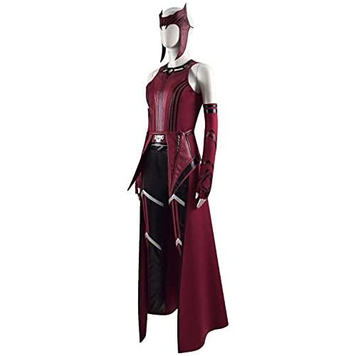  할로윈 용품Qi Pao Women Girls Wanda Maximoff Costume Red Cloak Tops Pants Scarlet Witch Cosplay Halloween Oufits