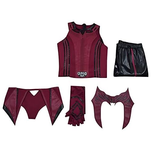  할로윈 용품Qi Pao Women Girls Wanda Maximoff Costume Red Cloak Tops Pants Scarlet Witch Cosplay Halloween Oufits