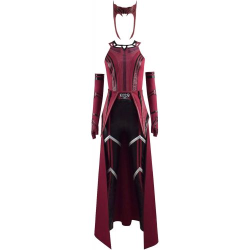  할로윈 용품Qi Pao Women Girls Wanda Maximoff Costume Red Cloak Tops Pants Scarlet Witch Cosplay Halloween Oufits