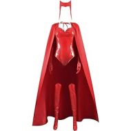 Qi Pao Wanda Maximoff Costume Red Jumpsuits Cloak with Gloves Full Set Outfits for Halloween Cosplay
