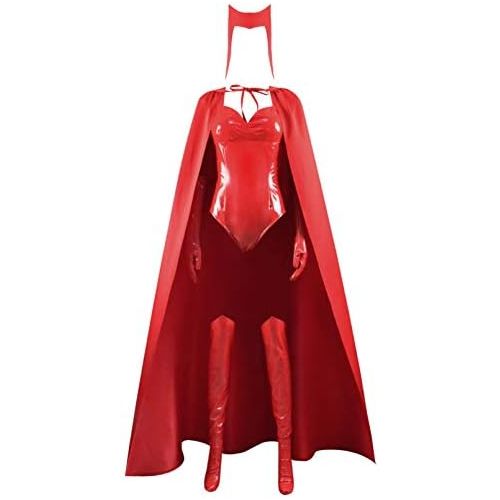  할로윈 용품Qi Pao Wanda Maximoff Costume Red Jumpsuits Cloak with Gloves Full Set Outfits for Halloween Cosplay