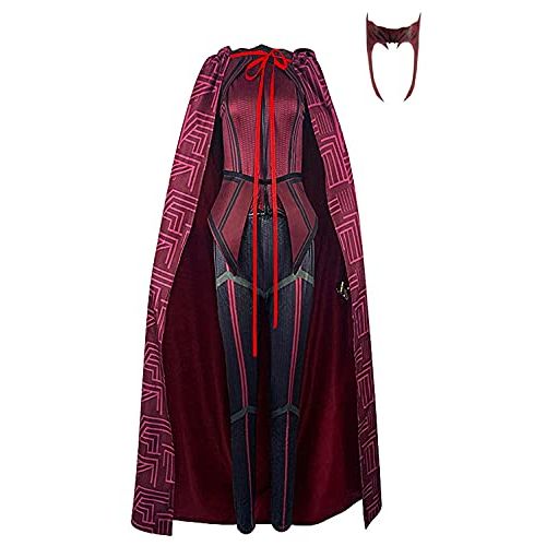  할로윈 용품Qi Pao Womens Wanda Maximoff Cosplay Costume Scarlet Witch Costume Cloak Tops Pants with Headpiece for Halloween Outfits