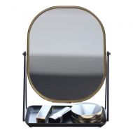 Qi Peng-//Makeup mirror Qi Peng Nordic Wire Square Mirror Desktop Makeup Mirror to Send Girlfriend Gifts Desktop Mirror Bronze Makeup Mirror