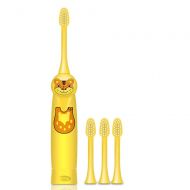 Qi Peng-//electric toothbrush - Non-Rechargeable Sonic Fur Cartoon Children and Men and Women Portable Automatic 1-2-3-6-12 Years Old Electric Toothbrush (Color : Yellow, UnitCount
