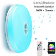 QiLi LED Ceiling Light with Bluetooth Speaker Music Sync RGBW Colour Changing 24W (APP+Remote Controller)