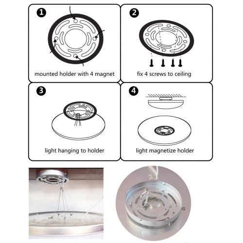  QiLi LED Ceiling Light with Bluetooth Speaker Music Sync RGBW Colour Changing 24W (APP+Remote Controller)