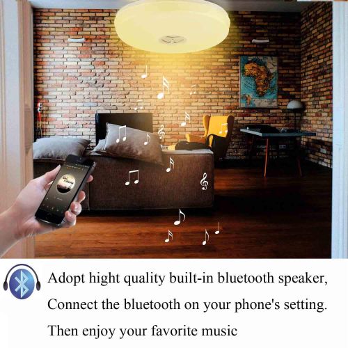  QiLi LED Ceiling Light with Bluetooth Speaker Music Sync RGBW Colour Changing 24W (APP+Remote Controller)
