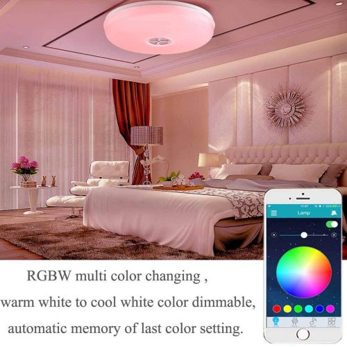  QiLi LED Ceiling Light with Bluetooth Speaker Music Sync RGBW Colour Changing 24W (APP+Remote Controller)