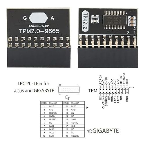 Asus Tpm Module Tpm 2.0 Encryption Security Module PCB Tpm 2.0 Encryption Security Module 20Pin 2 10P Standalone Crypto Processor Tpm 2.0 Module for Win11 for Gigabyte for Asus