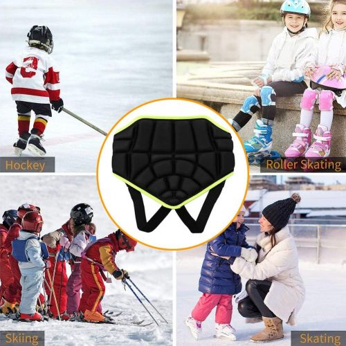  Qiilu Children Protective Butt Pad,Anti Slip Hip Padded Shorts Adjustable Paded Short Pants for Roller Extreme Sports Skating Hockey Soccer Skiing Snowboard Aged Under 12