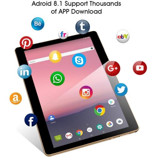  [아마존베스트]Qimaoo 10 Inch Tablet with 2GB RAM, 32GB ROM, Android 8.1 Operating System, Quad Core CPU, IPS HD (1280 x 800), Dual Camera, Two SIM Card Slots, 3G tablet, WiFi/GPS/Bluetooth Suppo