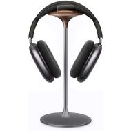 QinCoon Headphone Stand, Walnut Wood & Aluminum Headset Stand, Nature Walnut Gaming Holder for AirPods Max, Beats, Bose, Sennheiser, Sony, Audio-Technica and More (Gray)