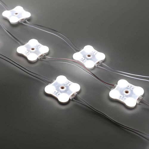  Qingchenlight 100pcs 4 LEDs 180 Deg White 6500K 2.4W LED Injection Module Backlight DC12V 2835 SMD Waterproof Decorative Light for Letter Sign Advertising with Tape Adhesive Backside