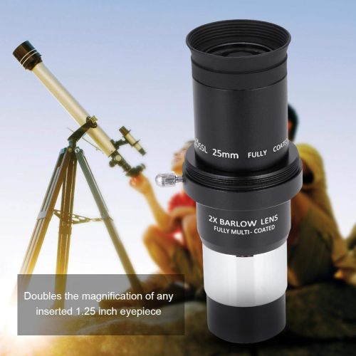  Qioniky Plossl Telescope Eyepiece Set, 1.25 Plossl Telescope Eyepiece Set 4/10/25mm + 2X Barlow Lens Kit for Standard 1.25 Inches Filter Threads for Viewing Moon Planets Land