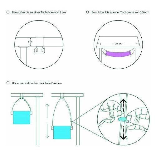  Qiorange Fussablage Hangesessel fuer Buero Schreibtisch Hangematte (Schwarz weiss Streifen)