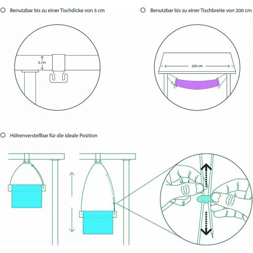  Qiorange Fussablage Hangesessel fuer Buero Schreibtisch Hangematte (Schwarz weiss Streifen)