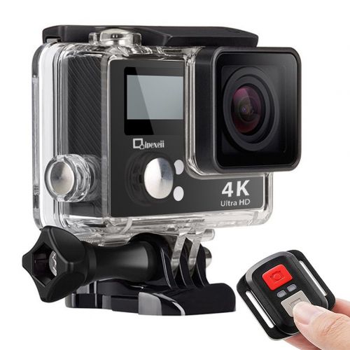  4K Wifi Sports Action Camera,Underwater Camcorder Qipexeii Double Screen Sony Sensor 16MP 100 Feet Waterproof 170° Wide Angle With 2.4G Remote Control,2 Pcs 1050mAh Rechargeable Ba