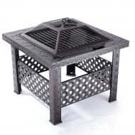 Qisan Fire Pit 26 Square Fire Pit Table Outdoor Grill Backyard Patio Garden Charcoal Stove