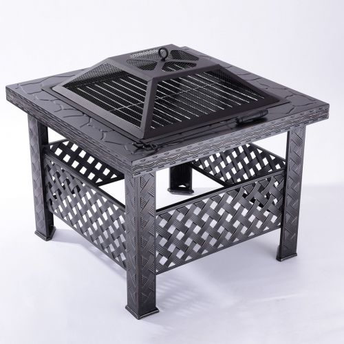  Qisan Fire Pit 26 Square Fire Pit Table Outdoor Grill Backyard Patio Garden Charcoal Stove