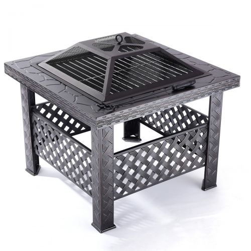  Qisan Fire Pit 26 Square Fire Pit Table Outdoor Grill Backyard Patio Garden Charcoal Stove