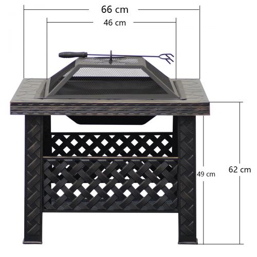 Qisan Fire Pit 26 Square Fire Pit Table Outdoor Grill Backyard Patio Garden Charcoal Stove