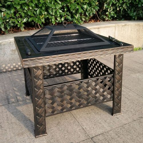  Qisan Fire Pit 26 Square Fire Pit Table Outdoor Grill Backyard Patio Garden Charcoal Stove