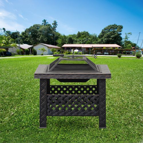  Qisan Fire Pit 26 Square Fire Pit Table Outdoor Grill Backyard Patio Garden Charcoal Stove