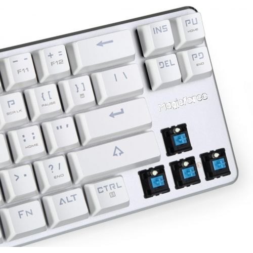  Mechanical Keyboard Gaming Keyboard GATERON Blue Switch Wired Backlit Mechanical Mini Design (60%) 68 Keys Keyboard White Silver Magicforce by Qisan