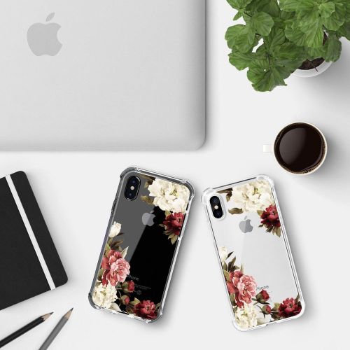  Qissy Phone Case for iPhone Xs Max, Apple iPhone Xs Case Flower Shockproof Clear TPU Silicone Bumper Gel Case for iPhone Xr (iPhone Xs Max, 8)