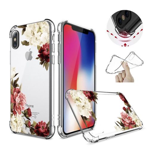  Qissy Phone Case for iPhone Xs Max, Apple iPhone Xs Case Flower Shockproof Clear TPU Silicone Bumper Gel Case for iPhone Xr (iPhone Xs Max, 8)