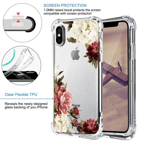  Qissy Phone Case for iPhone Xs Max, Apple iPhone Xs Case Flower Shockproof Clear TPU Silicone Bumper Gel Case for iPhone Xr (iPhone Xs Max, 8)