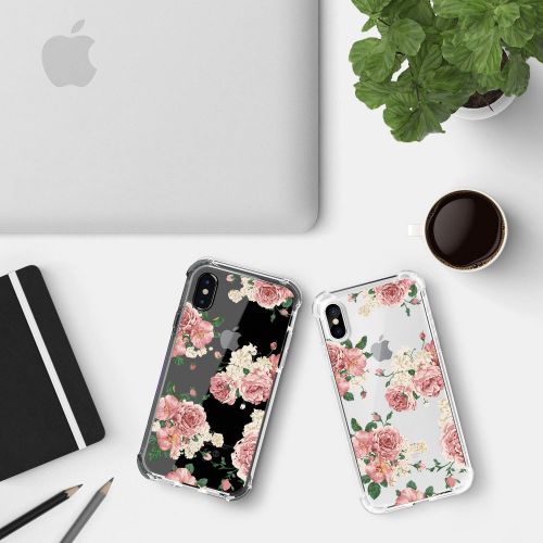  Qissy Phone Case for iPhone Xs Max, Apple iPhone Xs Case Flower Shockproof Clear TPU Silicone Bumper Gel Case for iPhone Xr (iPhone Xs Max, 8)