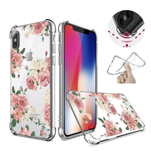  Qissy Phone Case for iPhone Xs Max, Apple iPhone Xs Case Flower Shockproof Clear TPU Silicone Bumper Gel Case for iPhone Xr (iPhone Xs Max, 8)