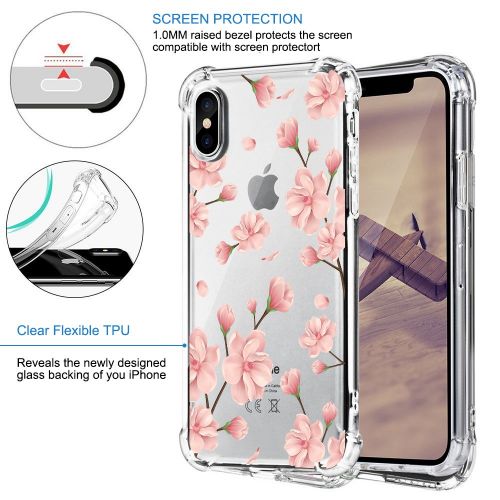  Qissy Phone Case for iPhone Xs Max, Apple iPhone Xs Case Flower Shockproof Clear TPU Silicone Bumper Gel Case for iPhone Xr (iPhone Xs Max, 8)