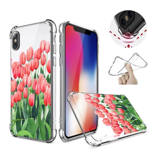  Qissy Phone Case for iPhone Xs Max, Apple iPhone Xs Case Flower Shockproof Clear TPU Silicone Bumper Gel Case for iPhone Xr (iPhone Xs Max, 8)