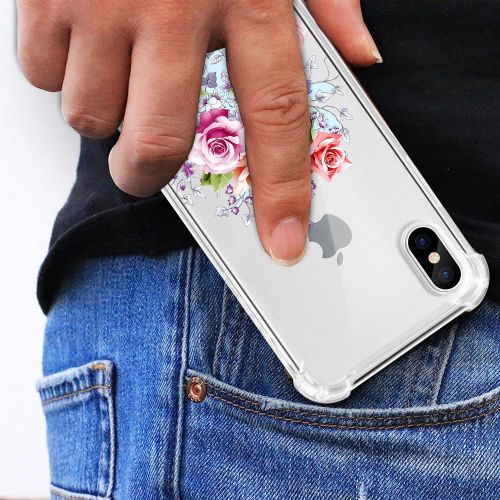  Qissy Phone Case for iPhone Xs Max, Apple iPhone Xs Case Flower Shockproof Clear TPU Silicone Bumper Gel Case for iPhone Xr (iPhone Xs Max, 8)