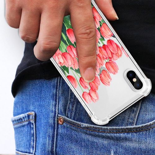  Qissy Phone Case for iPhone Xs Max, Apple iPhone Xs Case Flower Shockproof Clear TPU Silicone Bumper Gel Case for iPhone Xr (iPhone Xs Max, 8)