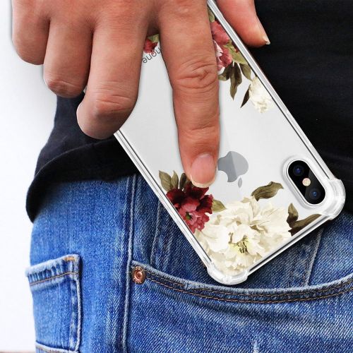  Qissy Phone Case for iPhone Xs Max, Apple iPhone Xs Case Flower Shockproof Clear TPU Silicone Bumper Gel Case for iPhone Xr (iPhone Xs Max, 8)