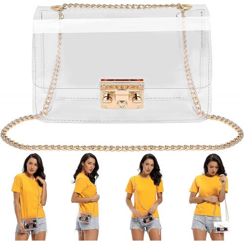  QiuQiuQi Clear Crossbody Purse Bag, Shoulder Handbag pouch NFL Stadium/Concert Venues Approved Clear Bag for Women