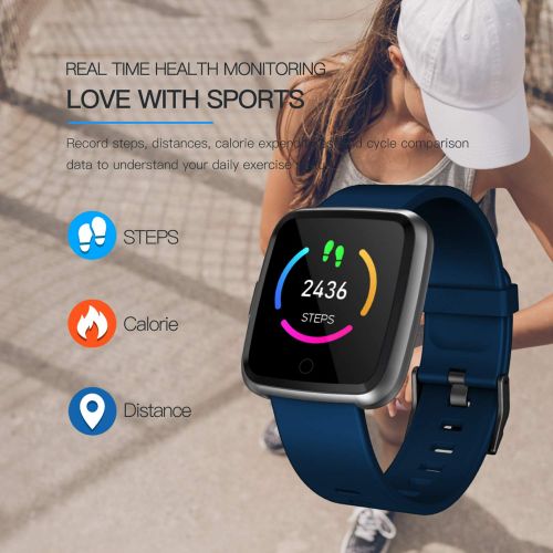  Qiwoo Smart Watch Waterproof Fitness Tracker with Heart Rate Blood Pressure Sleep Monitor Health Activity Pedometer Calorie Counter Wearable Sports Watch St. Patricks Day Birthday Gifts