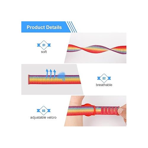  Kids Wristband Compatible with Apple AirTag, Protective Case for Air Tag GPS Tracker Holder with Nylon Bracelet, Adjustable Anti Lost Watch Band for Toddler Child Elder(2PacksRainbowB)
