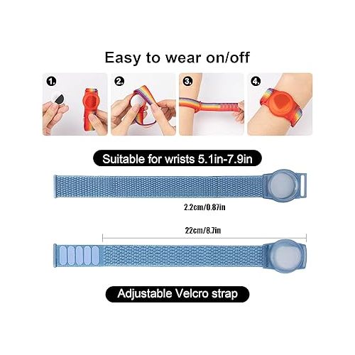  Kids Wristband Compatible with Apple AirTag, Protective Case for Air Tag GPS Tracker Holder with Nylon Bracelet, Adjustable Anti Lost Watch Band for Toddler Child Elder (Blue)