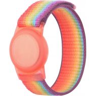 Qonuiy Kids Wristband Compatible with Apple AirTag,?Protective Case?for?Air Tag GPS Tracker Holder with?Nylon Bracelet, Adjustable Anti Lost Watch?Band for?Toddler Child Elder(R