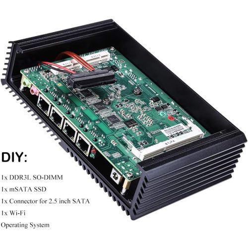  Qotom Core I5 Router Q355G4 Intel Core I5-5200U AES-NI Processor,Up to 2.70 Ghz 2Gb Ddr3 Ram 16Gb Ssd, Fanless Aluminium Alloy,4 LAN,Dc 12V,Windows Os Linux Pfsense