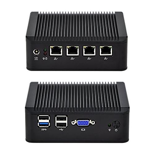  Qotom-Q190G4U-S02 Nano Mini ITX Fanless Tiny PC Intel Celeron J1900 Processor Quad Core Quad NIC 2.0 GHz 4 USB 4 LAN Linux (2G RAM + 64G SSD)