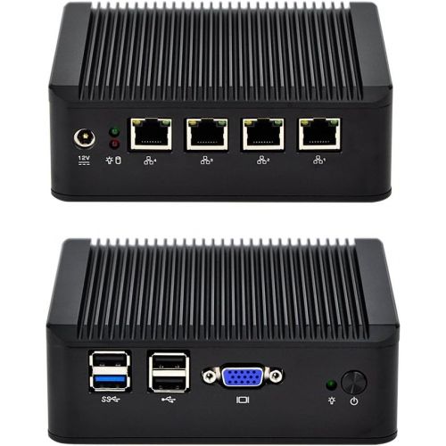  Qotom-Q190G4U-S02 Nano Mini ITX Fanless Tiny PC Intel Celeron J1900 Processor Quad Core Quad NIC 2.0 GHz 4 USB 4 LAN Linux (2G RAM + 64G SSD)