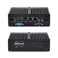 Qotom-Q150P-S08 Tiny Desktop Intel Celeron N3150 Quad-Core 1.6 GHz Windows 7 Pro 6 USB 2 LAN VGA Black Computer (4G Memory + 64G Storage)