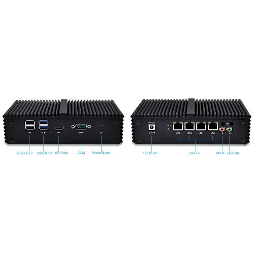  Qotom-Q355G4 Fanless Small PC Machine with 4 Ethernet LAN pfSense Router Firewall Intel Core i5 5200U AES-NI Computer (8G RAM + 1T HDD)