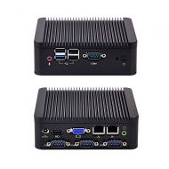 Qotom Ubuntu Mini PC j1900 Quad core 2.42 GHz, 2GB RAM 64GB SSD 300m WiFi, HD Video VGA 2 LAN 4 USB 4 Serial Port Support Windows 7810