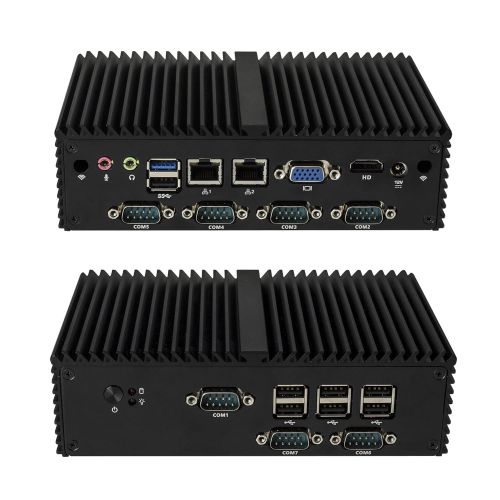  Qotom Mini Pc with Hdmi Q190X Intel Celeron J1900 4 Cores,Up to 2.42Ghz 8Gb Ddr3 Ram 256Gb Ssd WiFi, 7 Rs232,2 LAN,1 Hd Video,1 Vga,8 USB,Support Windows OsLinux